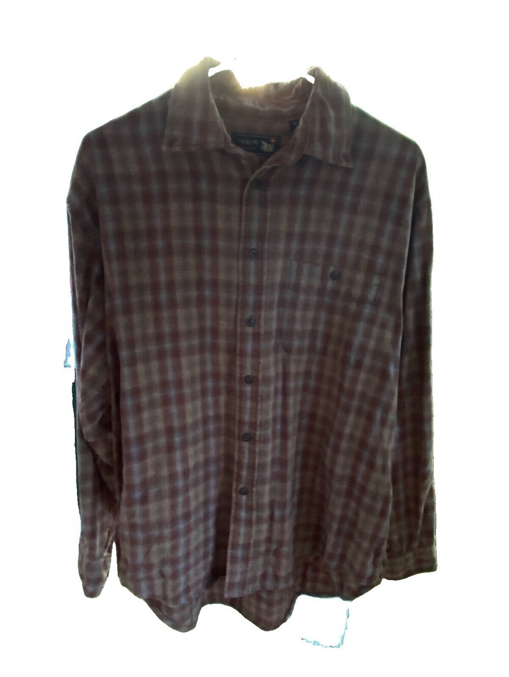 Vintage Arrow Blue Men's Long Sleeve Flannel Button Up Shirt Brown Plaid Sz L